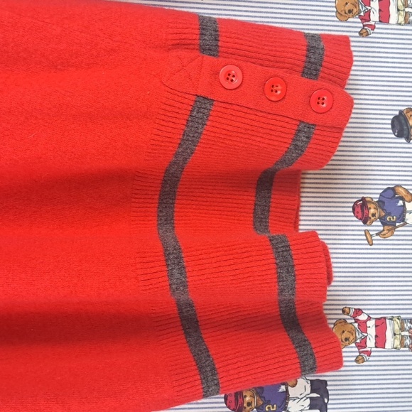 Vintage 89s Lauren Alexandra red & gray collar casual oversized med sweater - Picture 3 of 7